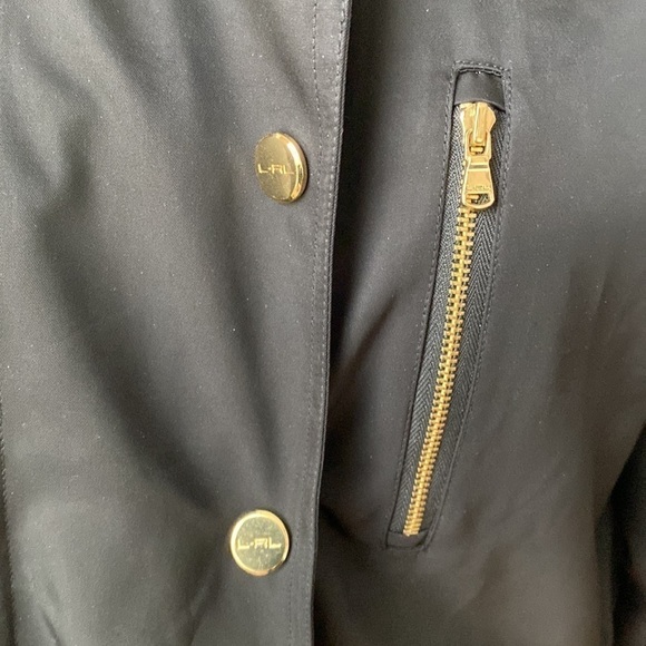 LAUREN Ralph Lauren golden logo branded hardware coat jacket black Sz US S - Picture 14 of 17